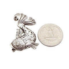 Vintage Jezlaine 925 Sterling Silver Koi Fish Brooch Pin