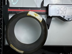 Horn Ox Buffalo Mother Of Pearl Abalone Vintage Thick Heavy Bangle Size 8