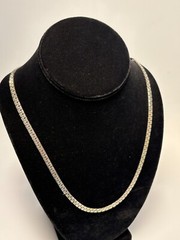 Necklace Offset Rectangle Chain Pattern Unique Retro Silver Tone