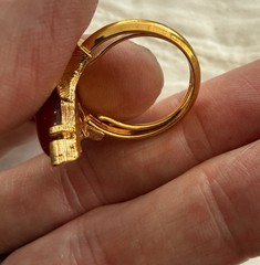 Vintage Avon 1979 EarthStone Carnelian Art Deco Ring Size 6.5 Adjustable