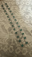 Antique Art Deco Sterling Silver Green Paste Necklace 17 Inches
