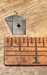 Vintage Sterling Silver 925 Wells Charm Royal Flush Playing Cards Spades Charm