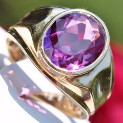 10k yellow gold ring 2.50ct Amethyst size 8.25 solitaire 4.15gr scr2363