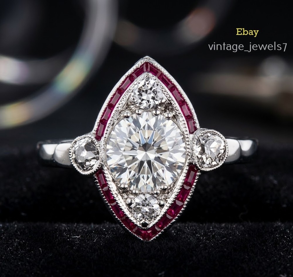 14K White Gold Over 2.90CT Round Lab Created Diamond Vintage Halo Art Deco Ring