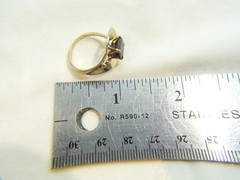 Vintage Unique MCM Tasco 14 K Gold 2 ct Oval Garnet Sz 6.5 Modernist Ring
