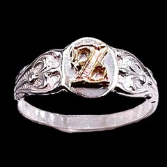 Initial Z Signet 10k Gold Letter Pinky Baby 925 Sterling Silver Ring SZ 3.75