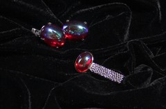 VINTAGE SILVERTONE CABOCHON CUFFLINKS & MATCHING TIE CLIP BAR UNMARKED NICE!