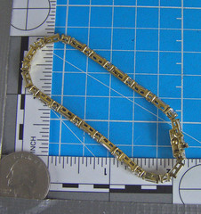 Vintage JJT Gold Tone Sterling Silver Round & Baguette CZ Tennis Bracelet (Ta)