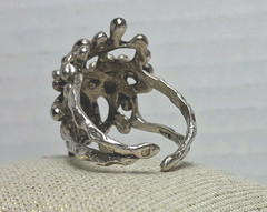 Vintage Sterling Silver Statement Textured Spike Ring Size 9 Adjustable