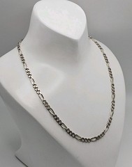 FAS Sterling Silver Vintage Figaro Link 2.5mm Chain Necklace 24″