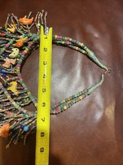 BOHO African Multi Strand Statement Necklace Wooden Carved Animals Fringe Beads