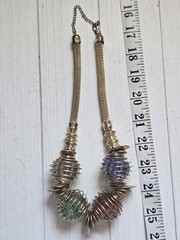 Vintage Colorful Plastic Beads Metal Wrapped Necklace