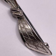 Teka Theodor Klotz Old Art Nouveau 835 Silver Bow Brooch Pin Engraving Handmade