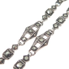 935 Silver Vintage Germany Real Marcasite Chain Necklace 16″ (broken lock)