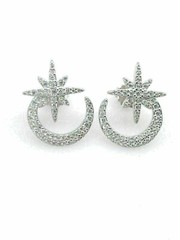 Moon Star Stud Women’s Earrings 2.3 Ct Simulated Diamond 14K White Gold Over