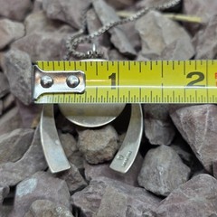 Vintage MCM Style Sterling Silver Flush Black Onyx Necklace Pendant On 20″ Chain