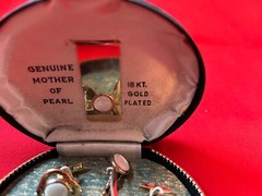 Vintage Men’s Cuff Links and Tie Bar 18KT Gold Plated