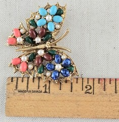 Vintage ART Brand Elegant Jeweled Butterfly Brooch Pin Gold Tone Jewelry 🦋