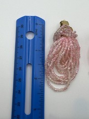 PINK GLASS BEADED TASSEL DANGLE DROP EARRINGS WOMENS CLIP-ON STATEMENT