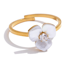 Shell Flower Jewelry Set Waterproof Gold Tone Stainless Steel Vintage