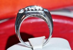 14k white gold ring 1.00ct natural diamond size 8.5 vintage handmade 8.2gr Gab6