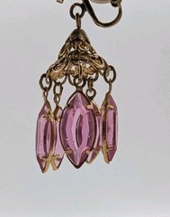 2 Vintage Chandelier Dangle Pink Glass – Blue Avon Clip-On Earrings