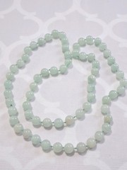 Vintage 1970’s Chinese Aqua Aventurine Knotted Beads Necklace 32in Heavy