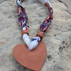 TEXAS Love Southern Bandana necklace clay ceramic beads handmade art July 4