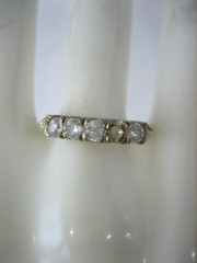 VINTAGE 14K WHITE GOLD WHITE TOPAZ RING SIZE 8.25 FOR REPAIRS