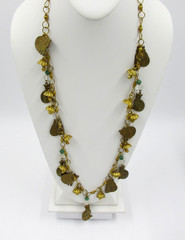 Vintage Early Laurel Burch Cat Charm Beaded Necklace Gold Tone 1970s – 80s