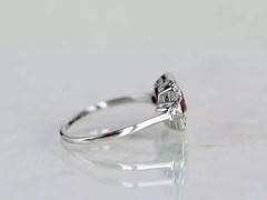 2Ct Art Deco Style Lab Created Ruby & Diamond Wedding 14K White Gold Finish Ring