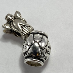 Two 925 Sterling Charm Beads 3-D Angel plus Guardian Angel to Protect and Guide