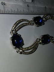 Vintage Pennino Rhinestone Blue Glass Necklace 20″