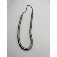 Vintage Industrial Silver Tone Ribbed Snake Chain Barrel Clasp Necklace