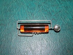 BALTIC AMBER STERLING MODERNIST PIN BROOCH MCM MADE IN RUSSIA Vtg