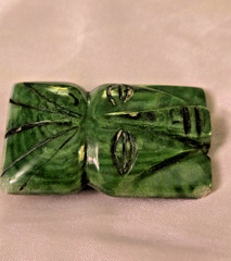 Vintage Mayan/Aztec Mexican Jade Gemstone Tribal Head/Mask/Face Pin, 2 Inches