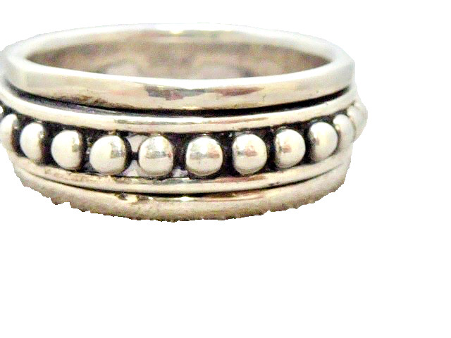 VINTAGE STAMPED 925 STERLING SILVER MEIN’S SPINNER BAND RING SIZE 12.75 9 MM
