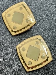 Vintage 1.1” Yellow & Gray Enameled Gold Tone Square Shape Abstract Earrings