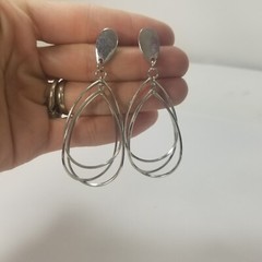 Cage Silver Tone Hoops Dangle Earrings Large 2.5″