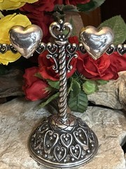 50. Vintage Taxco 925 Sterling Domed HEART Clip On Earrings 24mm, 15g