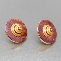 Vtg PETER CHATWIN British Modernist Contemporary WOOD EARRINGS Sterling 1980 #2