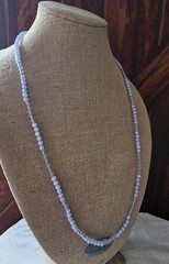 Monet Signed Pastel Blue Frosted & Translucent Bead 5.92mm Necklace 32″ Vtg