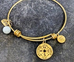 Vintage Compass Adventure Love This Life Charm Bracelet (A-3)