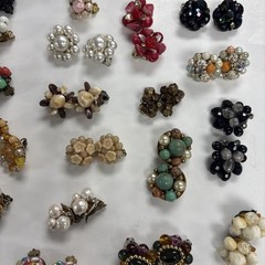 Huge Lot 74 Pair Vintage Cluster Bead Clip On Screw Back Earrings Japan Germany