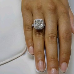 14k White Gold Engagement Ring 6.30ct Lab Grown Diamond Radiant Shape H-VS1