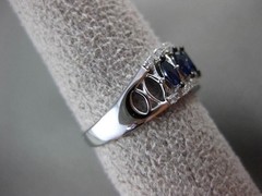 ESTATE WIDE 1.03CT DIAMOND & AAA SAPPHIRE 14KT WHITE GOLD 3D WAVE RING BEAUTIFUL