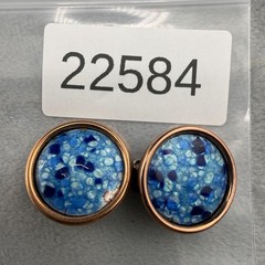 Vintage Matisse Renoir Blue Enamel Earrings Copper Clip Ons Signed