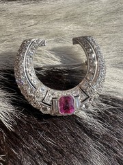🩷 Was $12000 Art Deco Platinum 4.5ct Old Mine Diamond Pink Tourmaline Horseshoe