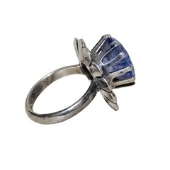 Vtg Large Sky Blue Faceted Topaz Flower Sterling 925 Ring Solitaire Mexico Sz 6