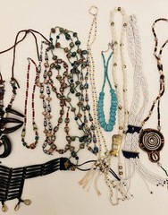 Southwest Native American Style Leather, Stone Jewelry Lot Old & New Boho